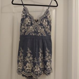 Adorable embroidered denim romper!
